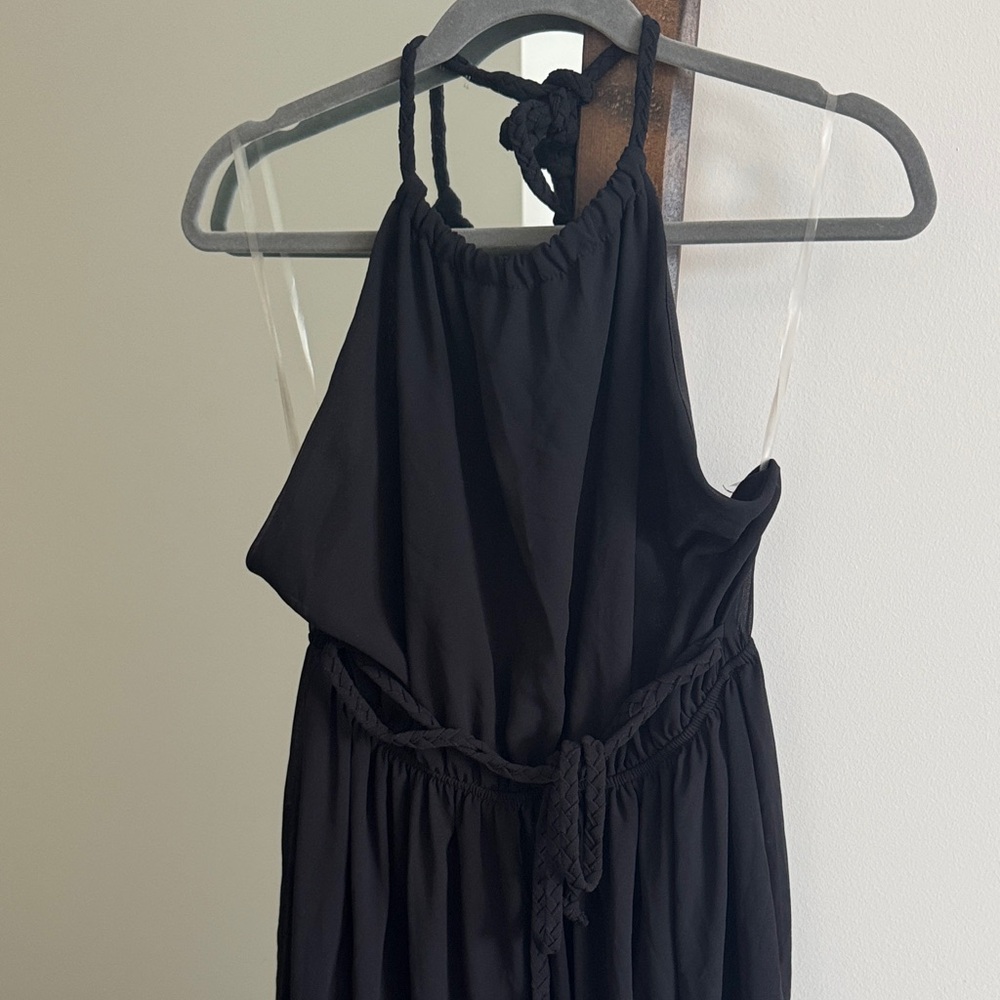 Lily Morgan Black Goddess Princess Flowy Maxi Halter Dress Size Large - Picture 2 of 11